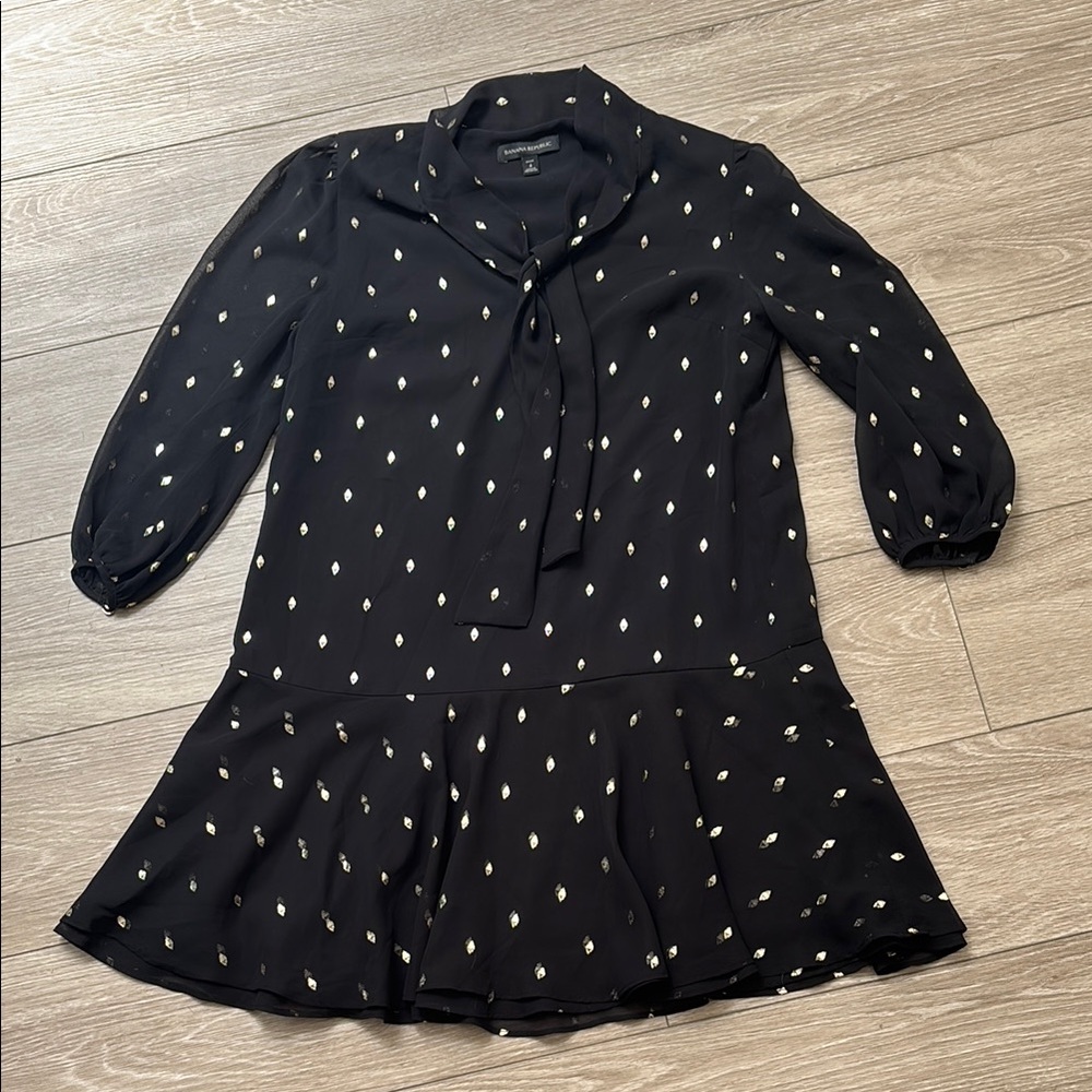 Banana Republic Black Dress with Subtle Gold Accents
